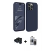 MARSİLYAN™- iPhone 15 Pro Max Kılıf Kozmos Yansıma Özel Seri - Siyah Vanessa Magic Hayalet Cam + Lacivert Raze Metal Kamera Lens
