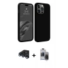 MARSİLYAN™- iPhone 15 Pro Max Kılıf Kozmos Yansıma Özel Seri - Siyah Vanessa Magic Hayalet Cam + Lacivert Raze Metal Kamera Lens
