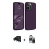 MARSİLYAN™- iPhone 15 Pro Max Kılıf Kozmos Yansıma Özel Seri - Siyah Vanessa Magic Hayalet Cam + Lacivert Raze Metal Kamera Lens