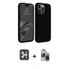 MARSİLYAN™- iPhone 15 Pro Max Kılıf Kozmos Yansıma Özel Seri - Siyah Vanessa Magic Hayalet Cam + PVD Metal Kamera Lens - GI