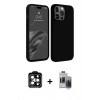 MARSİLYAN™- iPhone 15 Pro Max Kılıf Kozmos Yansıma Özel Seri - Siyah Vanessa Magic Hayalet Cam + PVD Metal Kamera Lens - TU