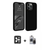 MARSİLYAN™- iPhone 15 Pro Max Kılıf Kozmos Yansıma Özel Seri - Siyah Vanessa Magic Hayalet Cam + Siyah PVD Metal Kamera Lens