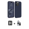 MARSİLYAN™- iPhone 15 Pro Max Kılıf Kozmos Yansıma Özel Seri - Siyah Vanessa Magic Hayalet Cam + Siyah PVD Metal Kamera Lens