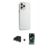 MARSİLYAN™- iPhone 15 Pro Max Kılıf Kutup Doku Koleksiyonu - Şeffaf 360 Full Body Arka Koruyucu + Lacivert Raze Metal Kamera Lens