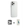 MARSİLYAN™- iPhone 15 Pro Max Kılıf Kutup Doku Koleksiyonu - Şeffaf Pasifik Cam Ekran Koruyucu + PVD Metal Kamera Lens - GS