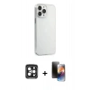MARSİLYAN™- iPhone 15 Pro Max Kılıf Kutup Doku Koleksiyonu - Siyah 3D Antistatik Mat Seramik Nano Ekran Koruyucu + PVD Metal Kamera Lens - SH