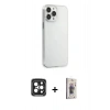 MARSİLYAN™- iPhone 15 Pro Max Kılıf Kutup Doku Koleksiyonu - Siyah Bilvis 3D Cam Ekran Koruyucu + PVD Metal Kamera Lens - SH