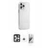 MARSİLYAN™- iPhone 15 Pro Max Kılıf Kutup Doku Koleksiyonu - Siyah Bilvis 3D Mat Cam Ekran Koruyucu + Lacivert PVD Metal Kamera Lens