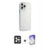 MARSİLYAN™- iPhone 15 Pro Max Kılıf Kutup Doku Koleksiyonu - Siyah Bilvis 5in1 3D Magic Cam Ekran Koruyucu + PVD Metal Kamera Lens - SH