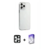 MARSİLYAN™- iPhone 15 Pro Max Kılıf Kutup Doku Koleksiyonu - Siyah Bilvis 5in1 3D Magic Cam Ekran Koruyucu + PVD Metal Kamera Lens - LT
