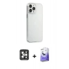 MARSİLYAN™- iPhone 15 Pro Max Kılıf Kutup Doku Koleksiyonu - Siyah Bilvis 5in1 5D Magic Hayalet Cam Ekran Koruyucu + PVD Metal Kamera Lens - GI