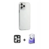 MARSİLYAN™- iPhone 15 Pro Max Kılıf Kutup Doku Koleksiyonu - Siyah Bilvis 5in1 5D Magic Hayalet Cam Ekran Koruyucu + PVD Metal Kamera Lens - LT