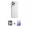 MARSİLYAN™- iPhone 15 Pro Max Kılıf Kutup Doku Koleksiyonu - Siyah Bilvis 5in1 5D Magic Hayalet Cam Ekran Koruyucu + PVD Metal Kamera Lens - GS