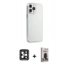 MARSİLYAN™- iPhone 15 Pro Max Kılıf Kutup Doku Koleksiyonu - Siyah Bilvis Hayalet Cam Ekran Koruyucu + PVD Metal Kamera Lens - SH