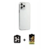MARSİLYAN™- iPhone 15 Pro Max Kılıf Kutup Doku Koleksiyonu - Siyah Buffer Cam Ekran Koruyucu + Turuncu PVD Metal Kamera Lens