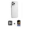MARSİLYAN™- iPhone 15 Pro Max Kılıf Kutup Doku Koleksiyonu - Siyah Buffer Hayalet Cam Ekran Koruyucu + Siyah PVD Metal Kamera Lens