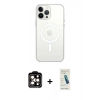 MARSİLYAN™- iPhone 15 Pro Max Kılıf Kutup Klasik Serisi - Şeffaf Pasifik Cam Ekran Koruyucu + PVD Metal Kamera Lens - TU