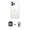 MARSİLYAN™- iPhone 15 Pro Max Kılıf Kutup Klasik Serisi - Siyah Bilvis 3D Mat Cam Ekran Koruyucu + PVD Metal Kamera Lens - TU