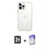 MARSİLYAN™- iPhone 15 Pro Max Kılıf Kutup Klasik Serisi - Siyah Bilvis 5in1 3D Magic Cam Ekran Koruyucu + PVD Metal Kamera Lens - GI