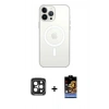 MARSİLYAN™- iPhone 15 Pro Max Kılıf Kutup Klasik Serisi - Siyah Buffer Hayalet Cam Ekran Koruyucu + PVD Metal Kamera Lens - SH