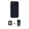 MARSİLYAN™- iPhone 15 Pro Max Kılıf Kutup Serisi - Şeffaf 360 Full Body Arka Koruyucu + PVD Metal Kamera Lens - SH