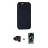 MARSİLYAN™- iPhone 15 Pro Max Kılıf Kutup Serisi - Şeffaf 360 Full Body Arka Koruyucu + Raze Metal Kamera Lens - TMGI
