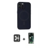 MARSİLYAN™- iPhone 15 Pro Max Kılıf Kutup Serisi - Siyah 360 Mat Full Body Arka Koruyucu + PVD Metal Kamera Lens - GI