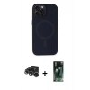 MARSİLYAN™- iPhone 15 Pro Max Kılıf Kutup Serisi - Siyah 360 Mat Full Body Arka Koruyucu + Raze Metal Kamera Lens - GS