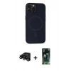 MARSİLYAN™- iPhone 15 Pro Max Kılıf Kutup Serisi - Siyah 360 Mat Full Body Arka Koruyucu + Raze Metal Kamera Lens - SH
