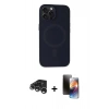 MARSİLYAN™- iPhone 15 Pro Max Kılıf Kutup Serisi - Siyah 3D Antistatik Mat Seramik Nano Ekran Koruyucu + Raze Metal Kamera Lens - GS
