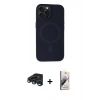 MARSİLYAN™- iPhone 15 Pro Max Kılıf Kutup Serisi - Siyah Bilvis 3D Mat Cam Ekran Koruyucu + Raze Metal Kamera Lens - LT