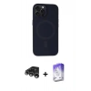 MARSİLYAN™- iPhone 15 Pro Max Kılıf Kutup Serisi - Siyah Bilvis 5in1 3D Magic Cam Ekran Koruyucu + Raze Metal Kamera Lens - GS
