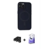MARSİLYAN™- iPhone 15 Pro Max Kılıf Kutup Serisi - Siyah Bilvis 5in1 5D Magic Hayalet Cam Ekran Koruyucu + Raze Metal Kamera Lens - TMGI