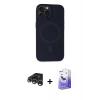 MARSİLYAN™- iPhone 15 Pro Max Kılıf Kutup Serisi - Siyah Bilvis 5in1 5D Magic Hayalet Cam Ekran Koruyucu + Raze Metal Kamera Lens - GS