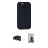 MARSİLYAN™- iPhone 15 Pro Max Kılıf Kutup Serisi - Siyah Bilvis Hayalet Cam Ekran Koruyucu + Raze Metal Kamera Lens - LT