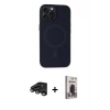 MARSİLYAN™- iPhone 15 Pro Max Kılıf Kutup Serisi - Siyah Bilvis Hayalet Cam Ekran Koruyucu + Raze Metal Kamera Lens - TMGI