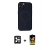 MARSİLYAN™- iPhone 15 Pro Max Kılıf Kutup Serisi - Siyah Buffer Cam Ekran Koruyucu + PVD Metal Kamera Lens - SH