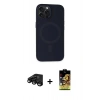MARSİLYAN™- iPhone 15 Pro Max Kılıf Kutup Serisi - Siyah Buffer Cam Ekran Koruyucu + Raze Metal Kamera Lens - SH