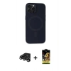 MARSİLYAN™- iPhone 15 Pro Max Kılıf Kutup Serisi - Siyah Buffer Cam Ekran Koruyucu + Raze Metal Kamera Lens - TMGI