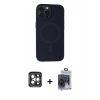 MARSİLYAN™- iPhone 15 Pro Max Kılıf Kutup Serisi - Siyah Vanessa Magic Cam + PVD Metal Kamera Lens - GI