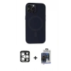 MARSİLYAN™- iPhone 15 Pro Max Kılıf Kutup Serisi - Siyah Vanessa Magic Cam + PVD Metal Kamera Lens - GS