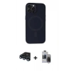 MARSİLYAN™- iPhone 15 Pro Max Kılıf Kutup Serisi - Siyah Vanessa Magic Hayalet Cam + Raze Metal Kamera Lens - LT
