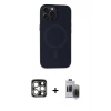 MARSİLYAN™- iPhone 15 Pro Max Kılıf Kutup Serisi - Siyah Vanessa Magic Hayalet Cam + PVD Metal Kamera Lens - GS