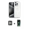 MARSİLYAN™- iPhone 15 Pro Max Kılıf Nova Asil Prime - Şeffaf 360 Full Body Arka Koruyucu + PVD Metal Kamera Lens - GI