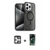 MARSİLYAN™- iPhone 15 Pro Max Kılıf Nova Asil Prime - Şeffaf 360 Full Body Arka Koruyucu + PVD Metal Kamera Lens - GS