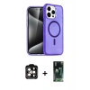 MARSİLYAN™- iPhone 15 Pro Max Kılıf Nova Asil Prime - Şeffaf 360 Full Body Arka Koruyucu + PVD Metal Kamera Lens - TU