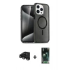 MARSİLYAN™- iPhone 15 Pro Max Kılıf Nova Asil Prime - Şeffaf 360 Full Body Arka Koruyucu + Raze Metal Kamera Lens - SH