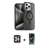 MARSİLYAN™- iPhone 15 Pro Max Kılıf Nova Asil Prime - Şeffaf 360 Full Body Arka Koruyucu + PVD Metal Kamera Lens - SH