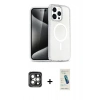 MARSİLYAN™- iPhone 15 Pro Max Kılıf Nova Asil Prime - Şeffaf Pasifik Cam Ekran Koruyucu + PVD Metal Kamera Lens - GI