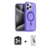MARSİLYAN™- iPhone 15 Pro Max Kılıf Nova Asil Prime - Şeffaf Pasifik Cam Ekran Koruyucu + PVD Metal Kamera Lens - TU
